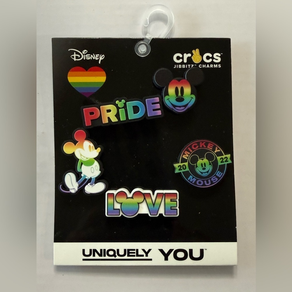 Disney Set of 6 Rainbow Pride Crocs Jibbitz Charms Mickey Mouse New on Card